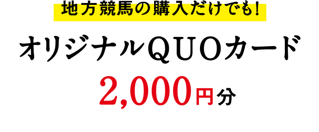 地方競馬の購入だけでも！オリジナルQUOカード2,000円分