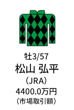 牡3 / 57 / 松山 弘平（JRA） / 4400.0万円