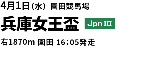 2026年4月1日(水)  兵庫女王盃 JpnIII