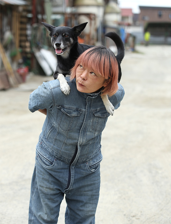 愛犬エルと竹ケ原騎手