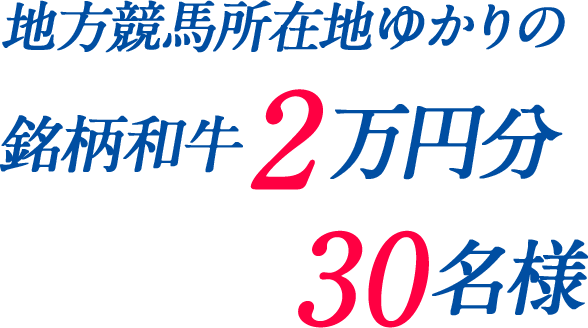 地方競馬所在地ゆかりの銘柄和牛2万円分 30名様